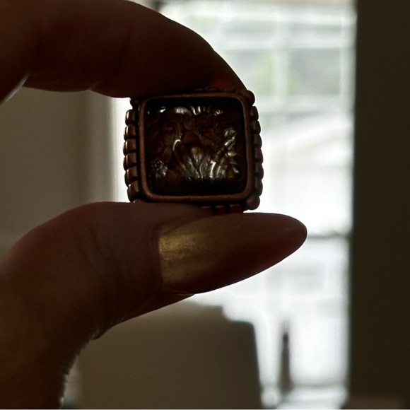 MX vintage necklace and clip on earring set fancy glass center and pendant - Picture 4 of 7